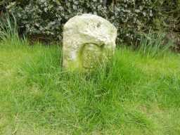 County Council Marker Stone at 77 Staindrop Road close view showing 'C' 2017