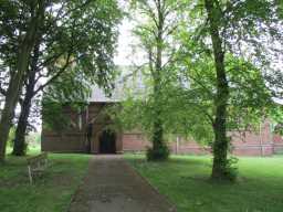 Church of St. Edmund, Bearpark - entrance door along path - direct view 2017