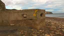 Photograph of pill box on Blast Beach, Seaham 2017