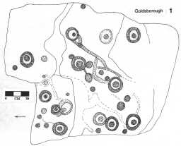 Illustration of a cup-and-ring-marked boulder, Goldsborough Rigg, Cotherstone 1980-1997