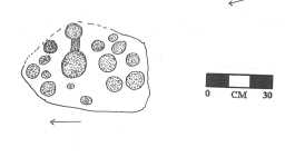 Illustration of a complex cup-marked boulder, Scale Knoll, Barningham Moor 1980-1997