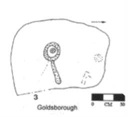 Illustration of a cup-and-ring-marked boulder, Goldsborough Rigg, Cotherstone 1980-1997