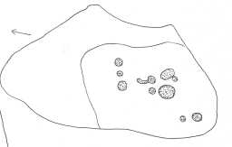 Illustration of a cup-marked boulder, north of allotment wall, Scale Knoll, Barningham Moor 1980-1997
