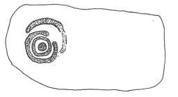 Illustration of a cup-and-ring-marked boulder, south-east of Osmaril Gill, Barningham Moor 1980-1997